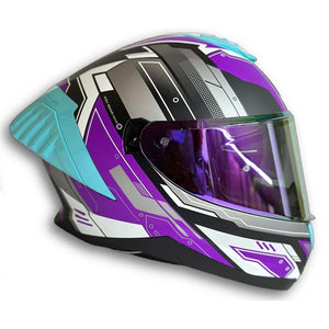 Casco PRO RIDER 713 Grafico Lineal Morado Celeste