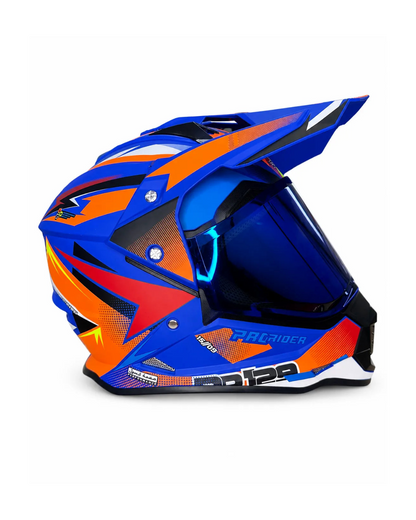 Casco PRO RIDER 129 Azarya Azul Naranja Rojo