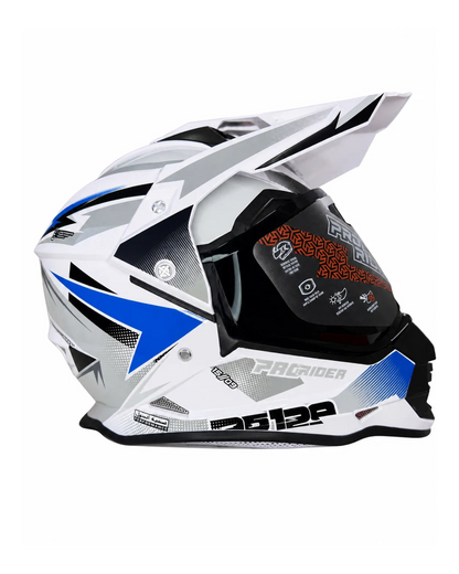Casco PRO RIDER 129 Azarya Blanco Gris Azul