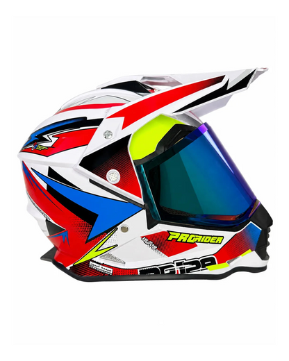 Casco PRO RIDER 129 Azarya Blanco Rojo Azul