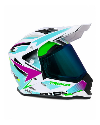 Casco PRO RIDER 129 Azarya Blanco Turquesa Fucsia