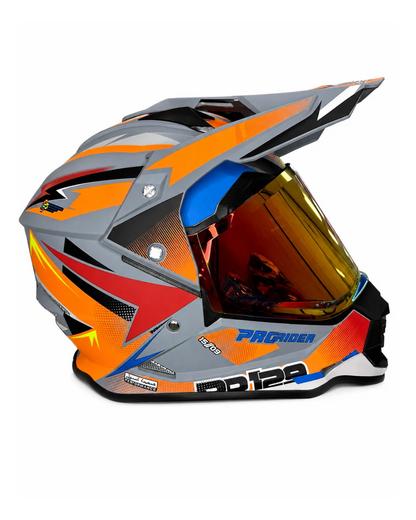 Casco PRO RIDER 129 Azarya Gris Naranja Rojo