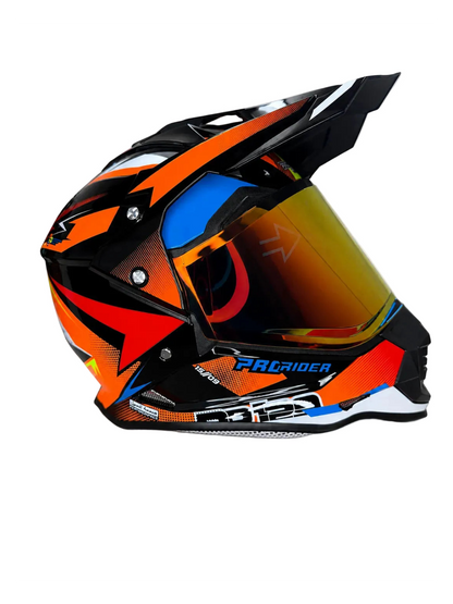 Casco PRO RIDER 129 Azarya Negro Naranja Rojo