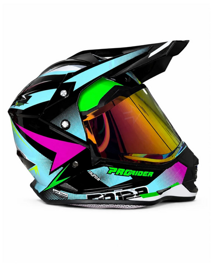 Casco PRO RIDER 129 Azarya Negro Turquesa Fucsia