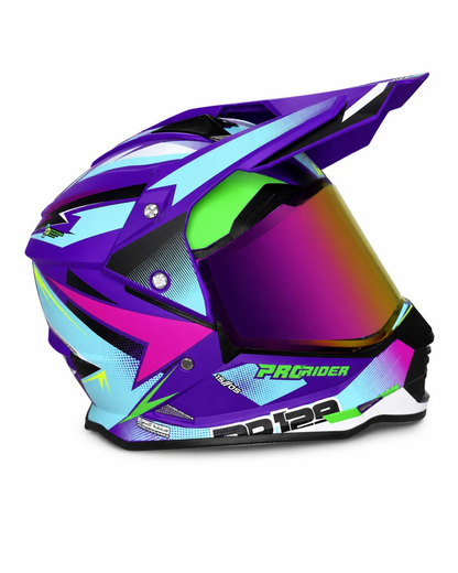 Casco PRO RIDER 129 Azarya Morado Turquesa Fucsia