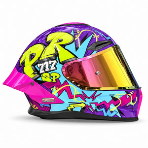 Casco PRO RIDER 717 Rebel Morado Turquesa Amarillo