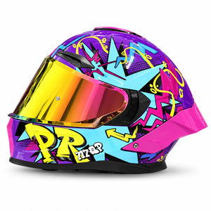 Casco PRO RIDER 717 Rebel Morado Turquesa Amarillo