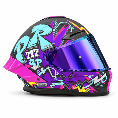 Casco PRO RIDER 717 Rebel Negro Morado Turquesa
