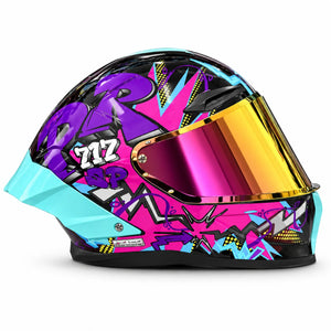 Casco PRO RIDER 717 Rebel Negro Fucsia Morado.