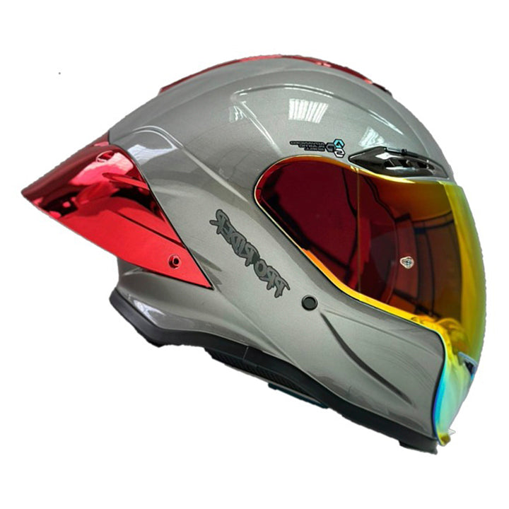 Casco PRO RIDER 711 Plateado Rojo