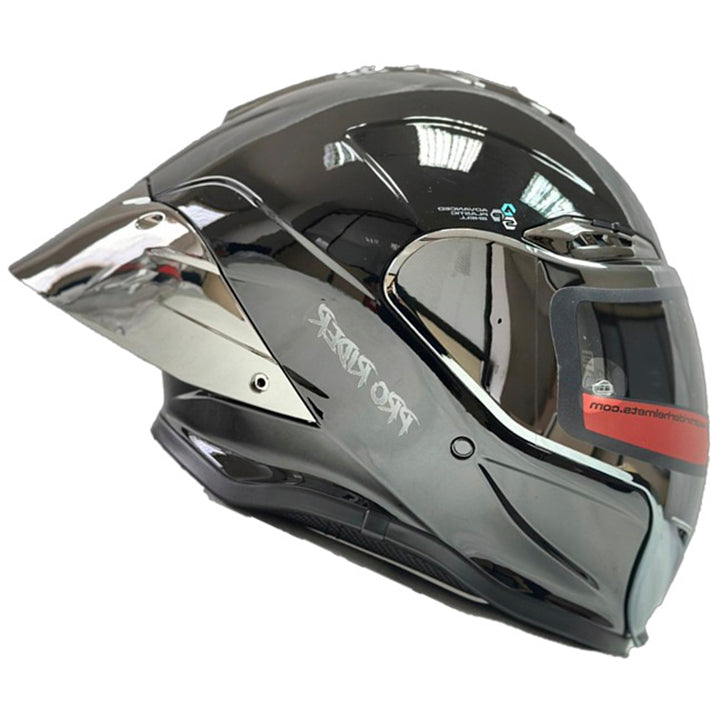 Casco PRO RIDER 711 Negro Plateado Brillo