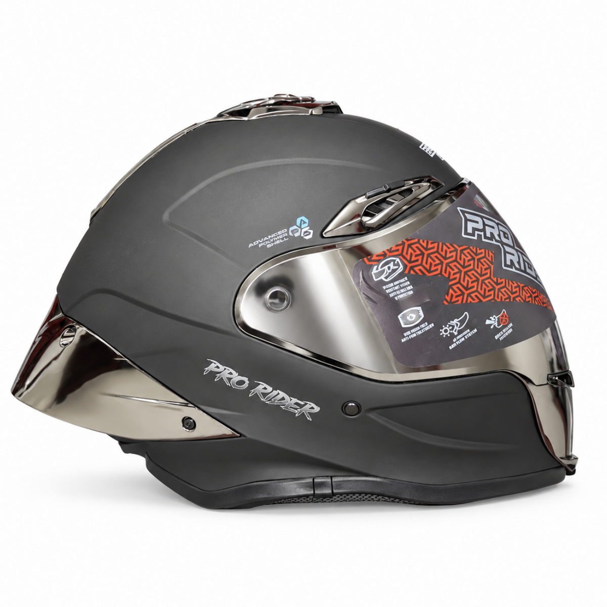 Casco PRO RIDER 711 Negro Plano SP Plateado