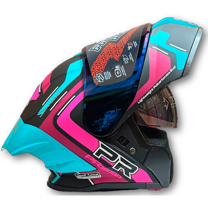 Casco PRO RIDER 390 Obidza Negro Celeste Fucsia