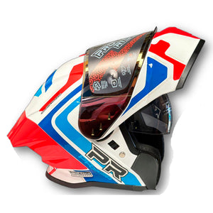 Casco PRO RIDER 390 Obidza Blanco Rojo Azul