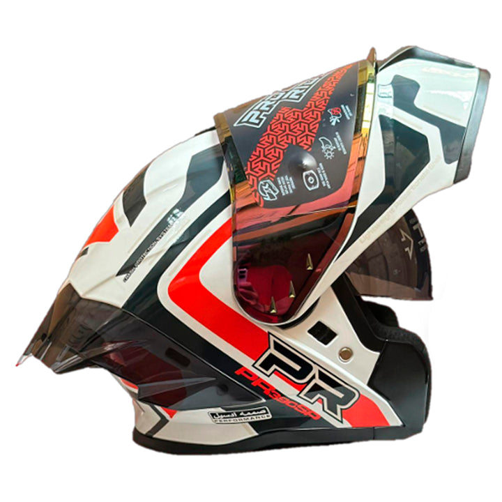 Casco PRO RIDER 390 Obidza Blanco Negro Rojo