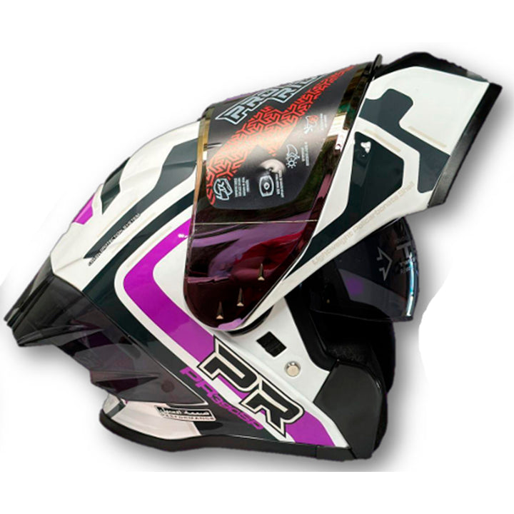 Casco PRO RIDER 390 Obidza Blanco Negro Morado