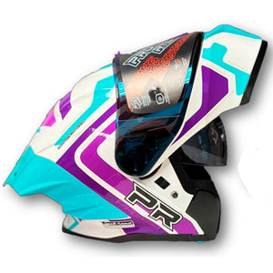 Casco PRO RIDER 390 Obidza Blanco Celeste Morado