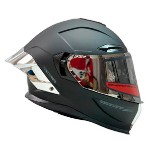 Casco PRO RIDER 717 Solido Negro Plateado Mate