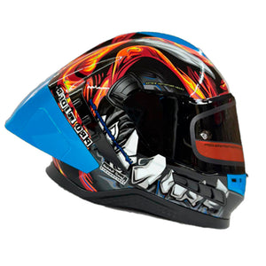 Casco PRO RIDER FRONTIER Grafico Naranja Azul Brillo