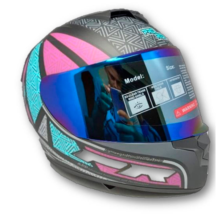 Casco PRO RIDER 702 Lineal Negro Rosa Azul