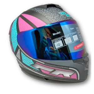 Casco PRO RIDER 702 Lineal Negro Rosa Azul