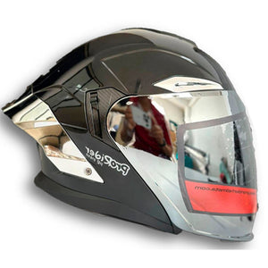 Casco PRO RIDER 216 Solido Negro Plata Brillo
