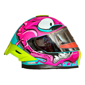 Casco PRO RIDER 716 Grafico Fucsia Azul Verde