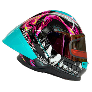 Casco PRO RIDER FRONTIER Grafico Rosa Azul Brillo