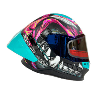 Casco PRO RIDER FRONTIER Grafico Rosa Azul Mate