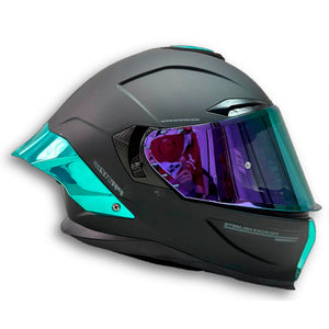 Casco PRO RIDER 717 Solido Negro Celeste