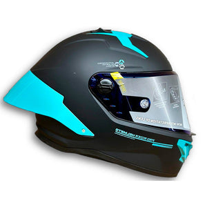 Casco PRO RIDER 723 Solido Negro Celeste