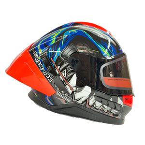 Casco PRO RIDER FRONTIER Grafico Azul Naranja Brillo