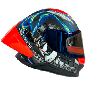 Casco PRO RIDER FRONTIER Grafico Azul Naranja Mate