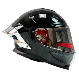 Casco PRO RIDER 717 Solido Negro Plateado Brillo