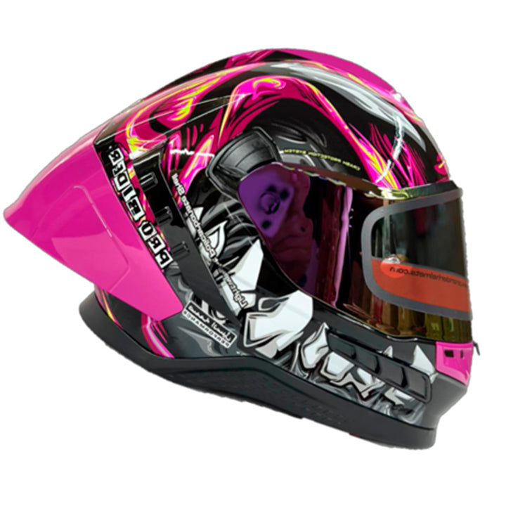 Casco PRO RIDER FRONTIER Grafico Negro Rosa Brillo