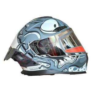 Casco PRO RIDER 716 Grafico Gris Blanco Plateado
