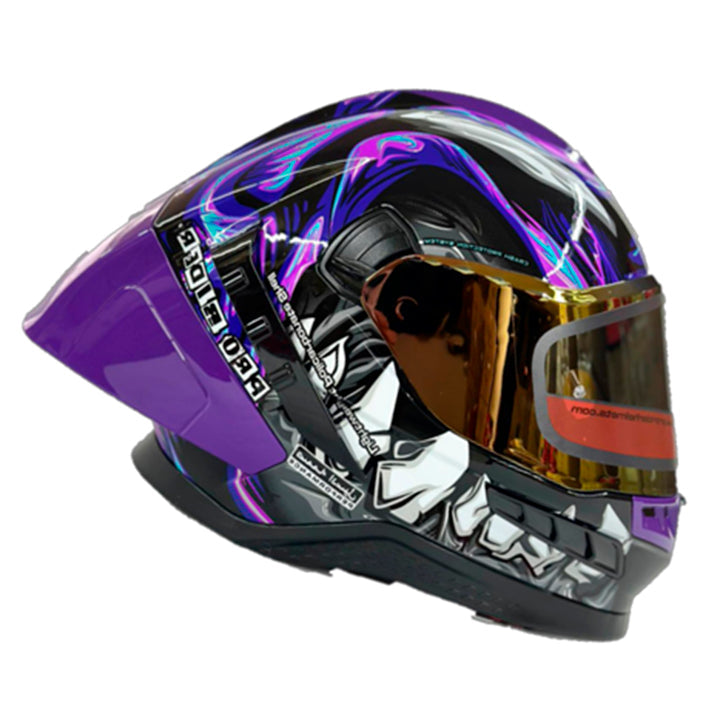 Casco PRO RIDER FRONTIER Grafico Negro Morado Brillo