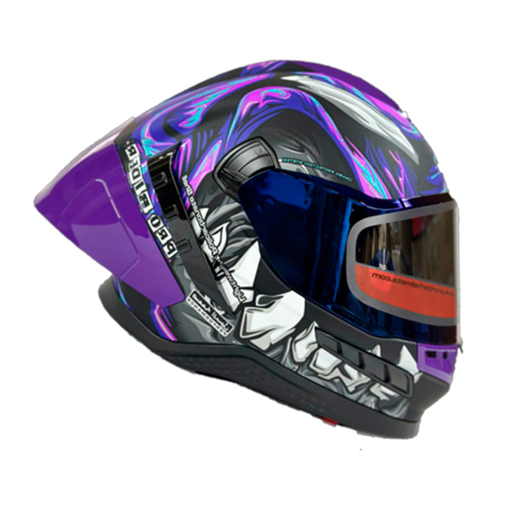 Casco PRO RIDER FRONTIER Grafico Negro Morado Mate