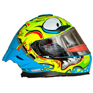Casco PRO RIDER 716 Grafico Verde Azul Plata