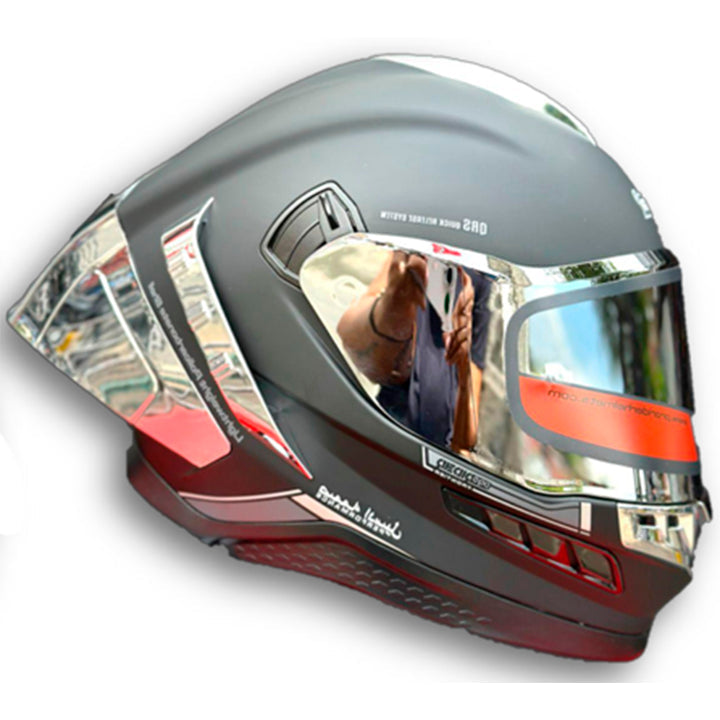 Casco PRO RIDER FRONTIER Solido Negro Plateado